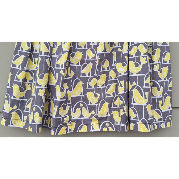Beebop and Wally NY Zoe Cotton Skirt Novelty Canary Bird Pleated Gray Yellow M - Picture 8 of 10